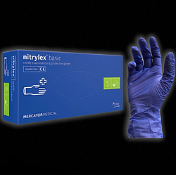 Рукавички нітрилові сині: Mercator Medical nitrylex (в уп. 100 шт.), неопудрені, нестерильні розмір: S