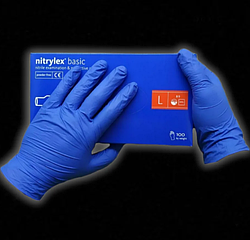 Рукавички нітрилові сині: Mercator Medical nitrylex (в уп. 100 шт.), неопудрені, нестерильні розмір: L