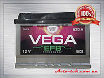 Акумулятор Vega EFB 6CT-63-0 63 Ah/620A R+ 0 (ВЕГА) WESTA (ВЕСТА) Автомобільний АКБ Кислотний Україна НДС