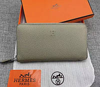 Женский кожаный кошелек на молнии H (506) цвета тауп