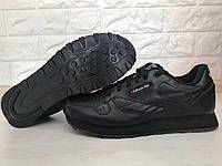 Подростковые кожаные кроссовки в стиле Reebok Classic чёрные
