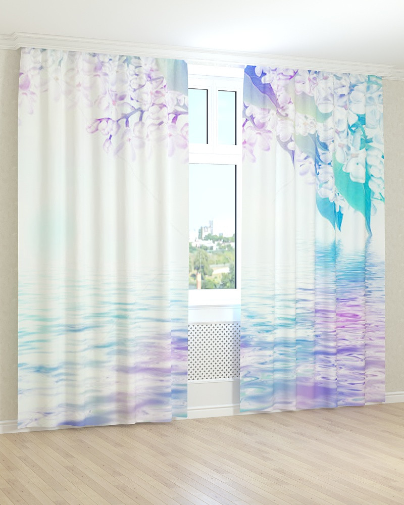 Фото штори вода і квіти 3D, фото 1