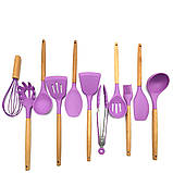 Кухонне приладдя Kitchen & dining фіолетовий набір силіконовий кухонне начиння 12 шт дерево силікон, фото 10