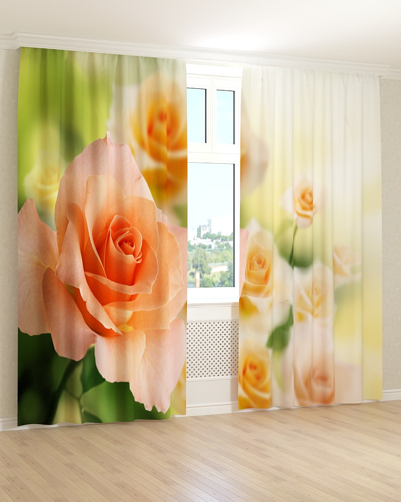 Фото шторы светло-оранжевые розы - фото 1 - id-p603861842