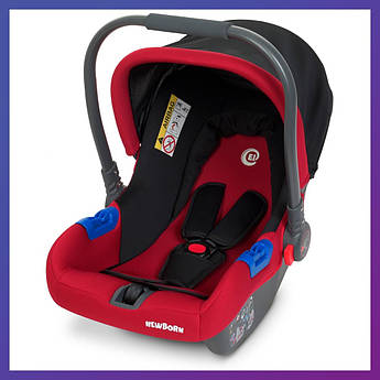 Дитяче автокрісло-бебікокон автолюлька для новонароджених група 0+ (0-13 кг) El Camino ME 1009-2 чорно-червоне