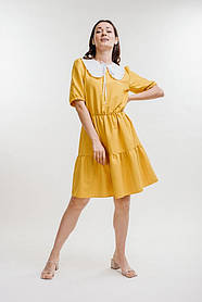 Жіноча жовта сукня вільного крою жатка