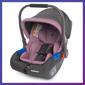 Дитяче автокрісло-бебікокон для новонароджених до 13 кг El Camino Newborn+ фіолетовий. Автокрісло для немовлят