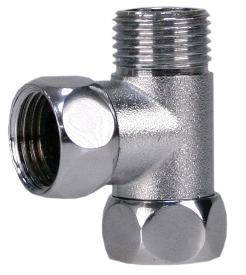 Т-подібний латунний хромований адаптер FT04 1/2" РН x 1/2" РВ x 1/2" РВ, фото 1