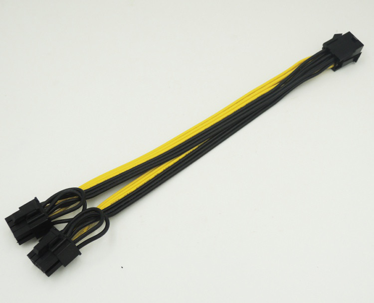 Кабель перехідник живлення відеокарти PCI-e 6 пін ->2*8(6+2) pin.