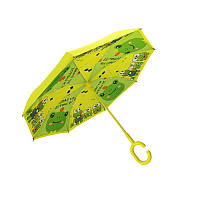 Детский зонт наоборот Up-Brella Frog-Yellow умный обратного сложения