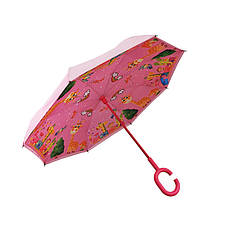 Дитяча парасолька навпаки Up-Brella Giraffe-Pink (жираф) розумна зворотного складання для дітей