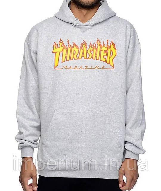 Худі thrasher magazine | сіра толстовка трешер