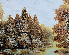 Пейзаж "Лісове озеро", велика красива картина з бурштину вдалий подарунок, фото 2