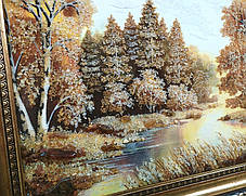 Пейзаж "Лісове озеро", велика красива картина з бурштину вдалий подарунок, фото 3