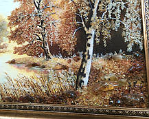 Пейзаж "Лісове озеро", велика красива картина з бурштину вдалий подарунок, фото 2