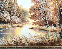 Пейзаж "Лісове озеро", велика красива картина з бурштину вдалий подарунок, фото 3