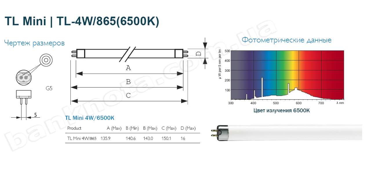 TL Mini | TL-4W/865 (6500K) Люминесцентная лампа - фото 2 - id-p27208834