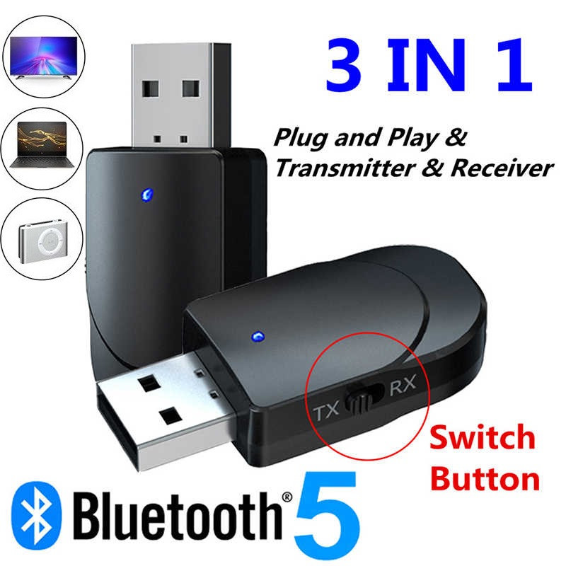 3 в 1 Bluetooth 5.0 KN-330 Аудіо Передавач і Приймач (Sound Card+Transmitter+Receiver) Адаптер