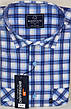 Сорочка чоловіча Brossard vk-0051 блакитна в клітку класична бавовна з коротким рукавом, чоловіча теніска 42, фото 9