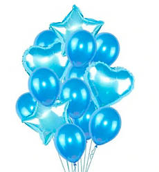 Гелієві кулі "Блакитний мікс", набір 14 шт (кульки з гелієм)