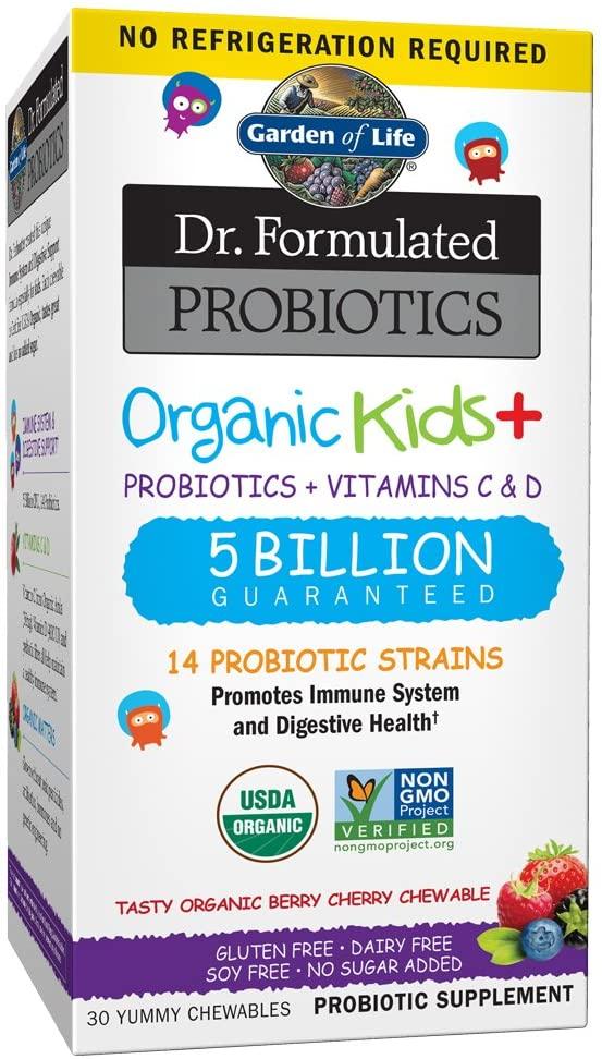 Garden of Life Dr. Formulad Probiotics Organic Kids+ 30 жавок зі смаком ягід і вишні або кавун, фото 1