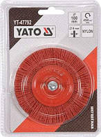 Щітка зачисна з нейлоновим ворсом, дискова до дрилі YATO : Ø=100 мм, зі шпинделем Ø=6 мм YT-47792