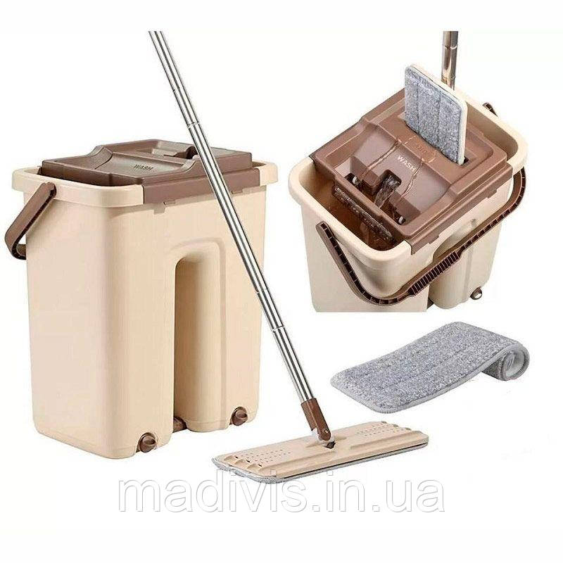 Швабра мікрофібра з відтискачем + відро Scratch Cleaning Mop <unk> Швабра стрічка cleaner 360, фото 1