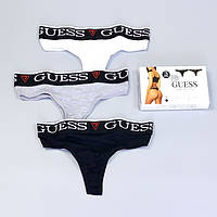 Хлопковые трусы стринги Guess набор 3шт