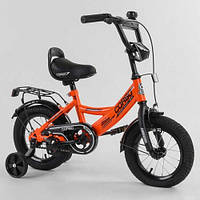 Детский велосипед двухколесный Corso 12" c дополнительными колесами (оранжевый цвет)