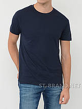 48,50,52,54,56. Чоловіча однотонна футболка 100% бавовна, чудова фабрична якість - темно-синя, фото 2