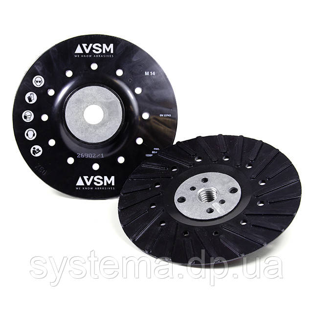 VSM ZFT1 TURBO PAD 1 - Оправка для фібрових кіл, ребриста, Ø 125 мм, М14, чорна