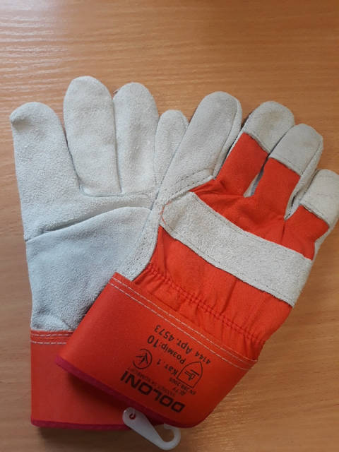 Рукавички комбіновані х/б + шкіра 