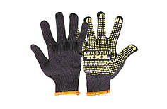 Рукавички трикотажні MASTERTOOL з ПВХ-точками 60% бавовна/40% поліестер 10 клас 3 нитки чорні 83-0304