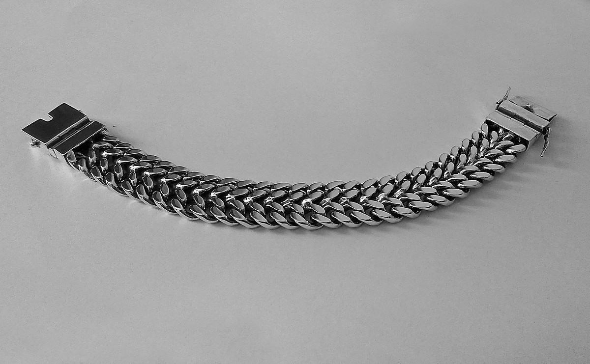 Срібний чоловічий браслет Панцерний подвійний, плетіння панцир срібло - фото 4 - id-p204718744