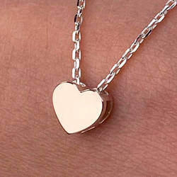 Срібне кольє з золотими накладками без каменів у формі серця РН-019