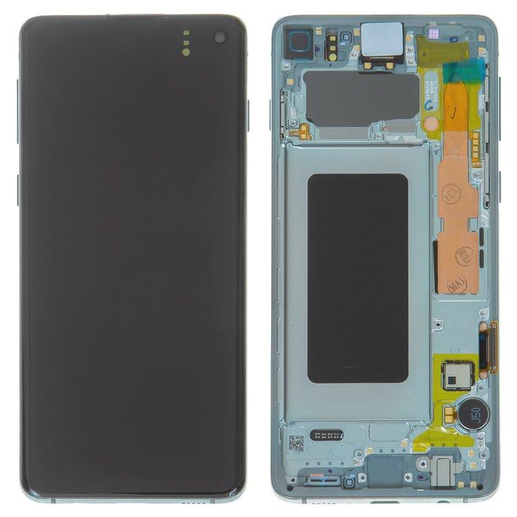 Дисплей для Samsung G973 Galaxy S10 Prism з сенсорним склом в рамці (Зелений) Сервісний оригінал