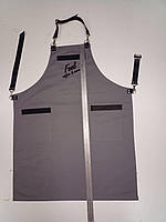 Фартук с кожаной отделкой, серый