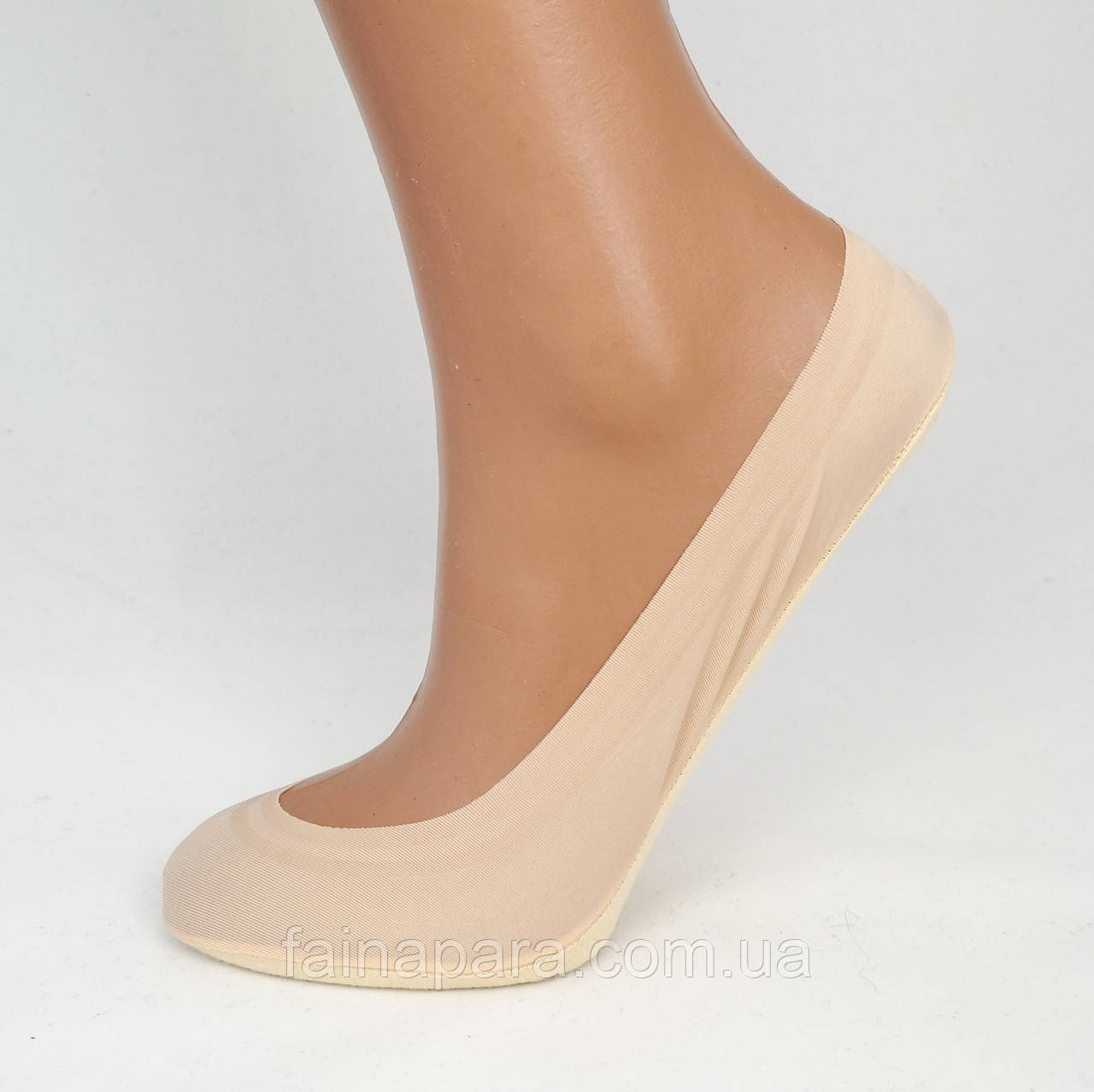 Невидимі нековзнаючі шкарпетки жіночі сліди з бавовняної стопою (бежеві) 38-42, фото 1