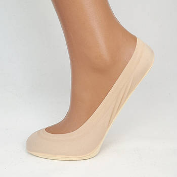 Невидимі нековзнаючі шкарпетки жіночі сліди з бавовняної стопою (бежеві) 38-42