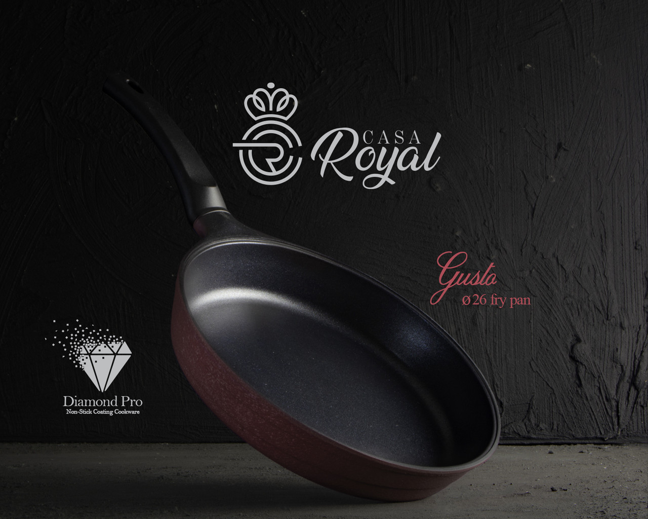 Сковорода 26 cm Gusto від CASA ROYAL з антипригарним покриттям "Greblon Diamond Pro". Колір-фіолетовий