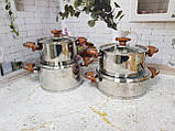 Набір кухонного посуду з 8 (4/4) предметів O.M.S.Collection (Туреччина), ручки бакеліт, арт. 1076, фото 3
