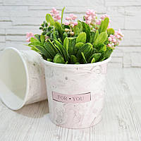 Крафт стакан БЕЗ КРИШКИ, FOR YOU рожевий мармур, висота 10,6 см діаметр 11,5 см