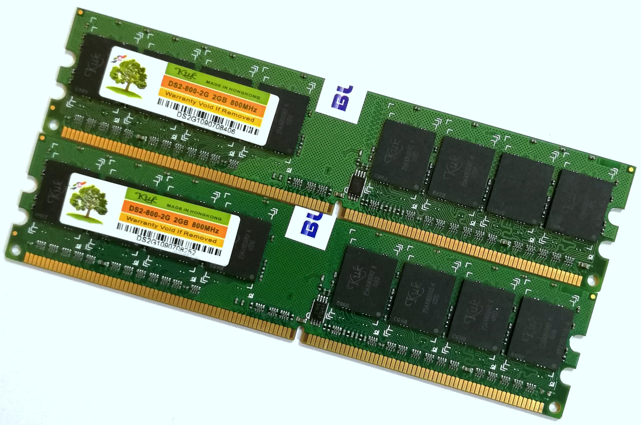 Пара оперативної пам'яті Kuk DDR2 4Gb (2Gb+2Gb) 800MHz 6400U 1Rx8 CL6 (DS2-800-2G) Б/В