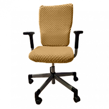 Плюшевий натяжний чохол на офісне крісло, на гумці MinkyHome.Капучино (MH-081)