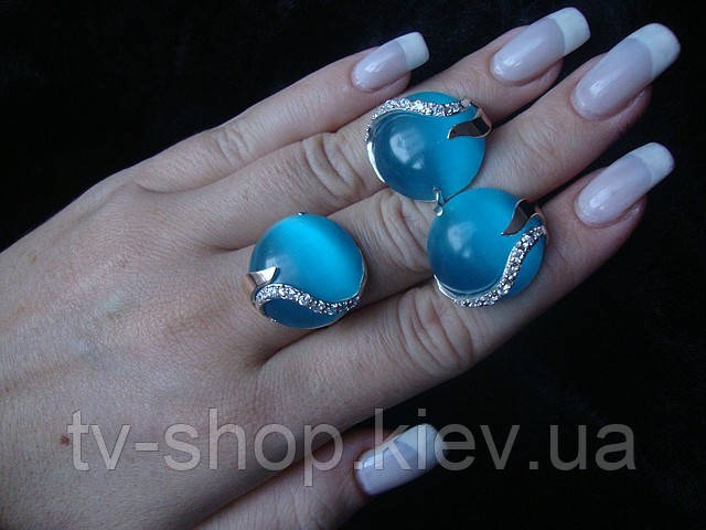 Гарнітури зі срібла із золотом кільце+сережки (370 видів), фото 1