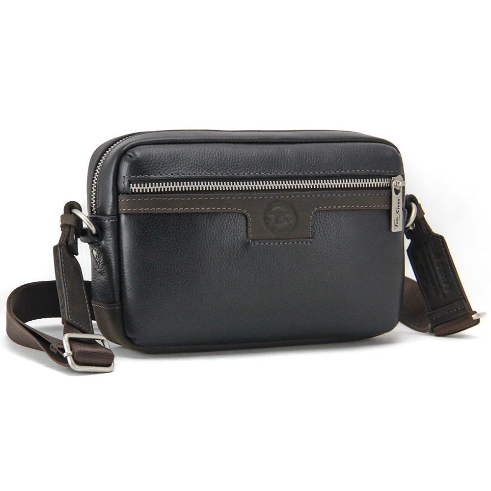 Сумка чоловіча шкіряна повсякденна маленька Tom Stone 125 B чорний+коричневий, фото 1