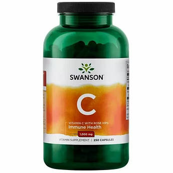 Swanson, Вітамін С з шипшиною, Vitamin C 1000 мг, 250 капсул