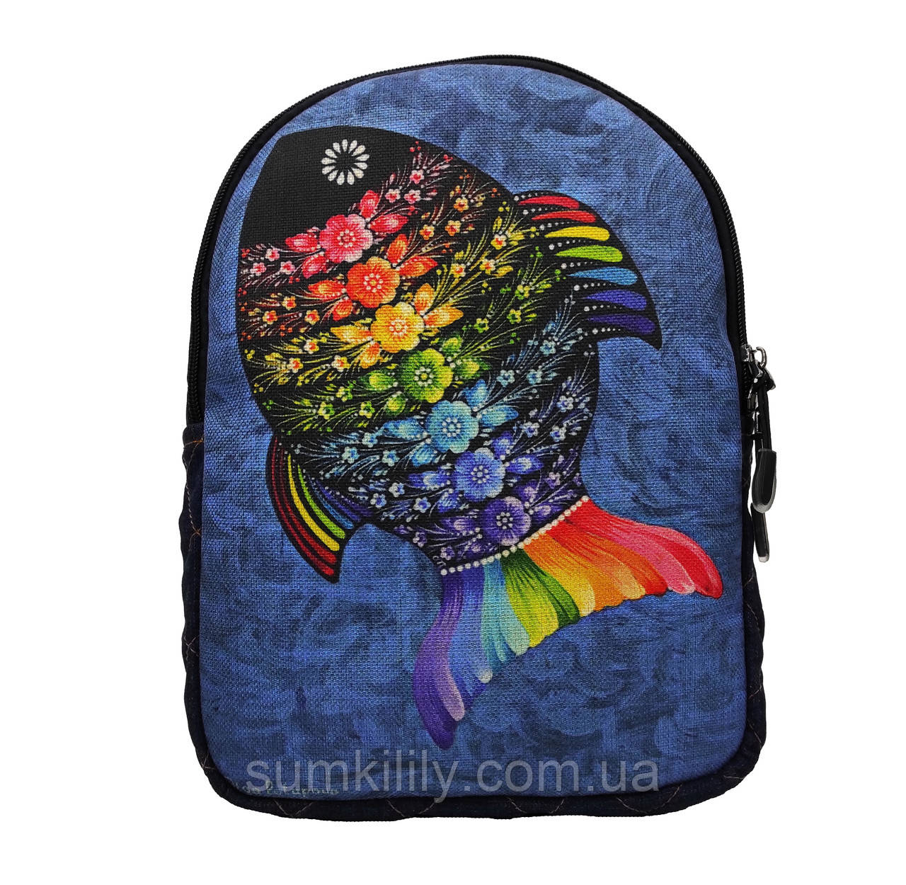 Джинсовий Рюкзак з рибою, фото 1