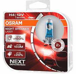 Галогенні лампи H4 OSRAM Night Breaker LASER +150% 60/55W ОРИГІНАЛ