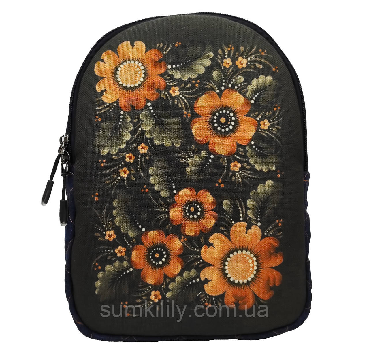 Джинсовий рюкзак Теракотові квіти